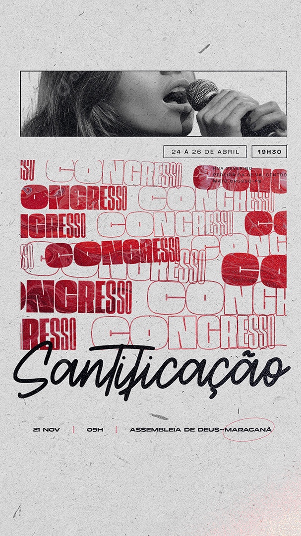 Story Flyer Gospel Congresso Santificação Social Media PSD Editável