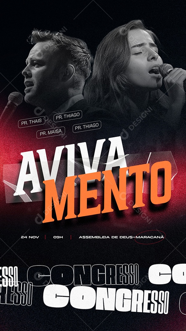 Story Flyer Gospel Congresso Avivamento Social Media PSD Editável