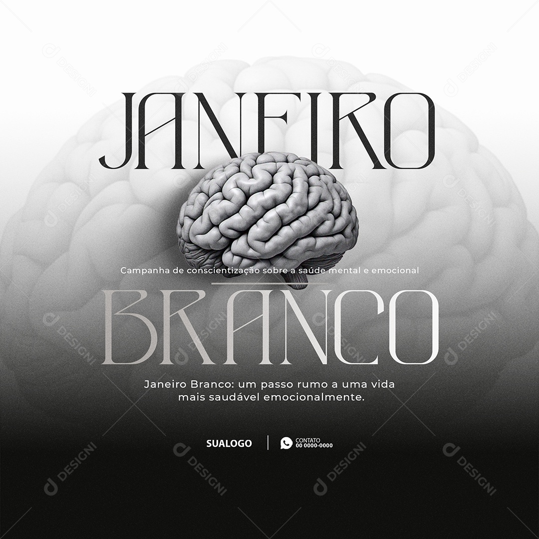 Janeiro Branco Saúde Mental Social Media PSD Editável