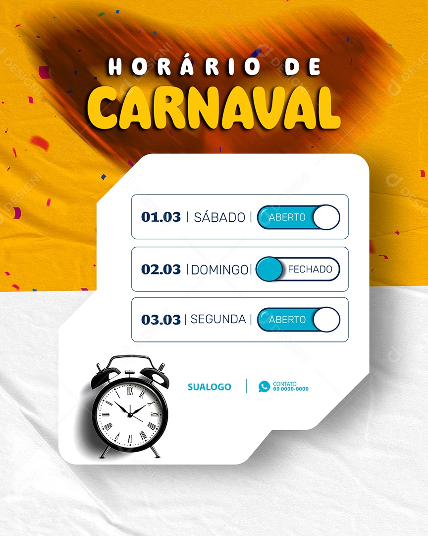 Carnaval Horário Social Media PSD Editável