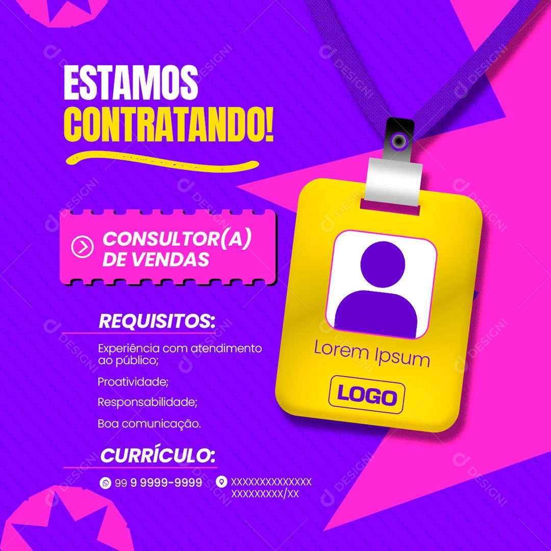 Estamos Contratando Social Media PSD Editável