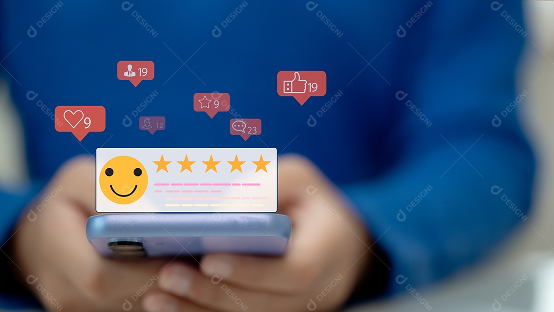 Tela virtual no ícone feliz smiley face para dar satisfação no serviço