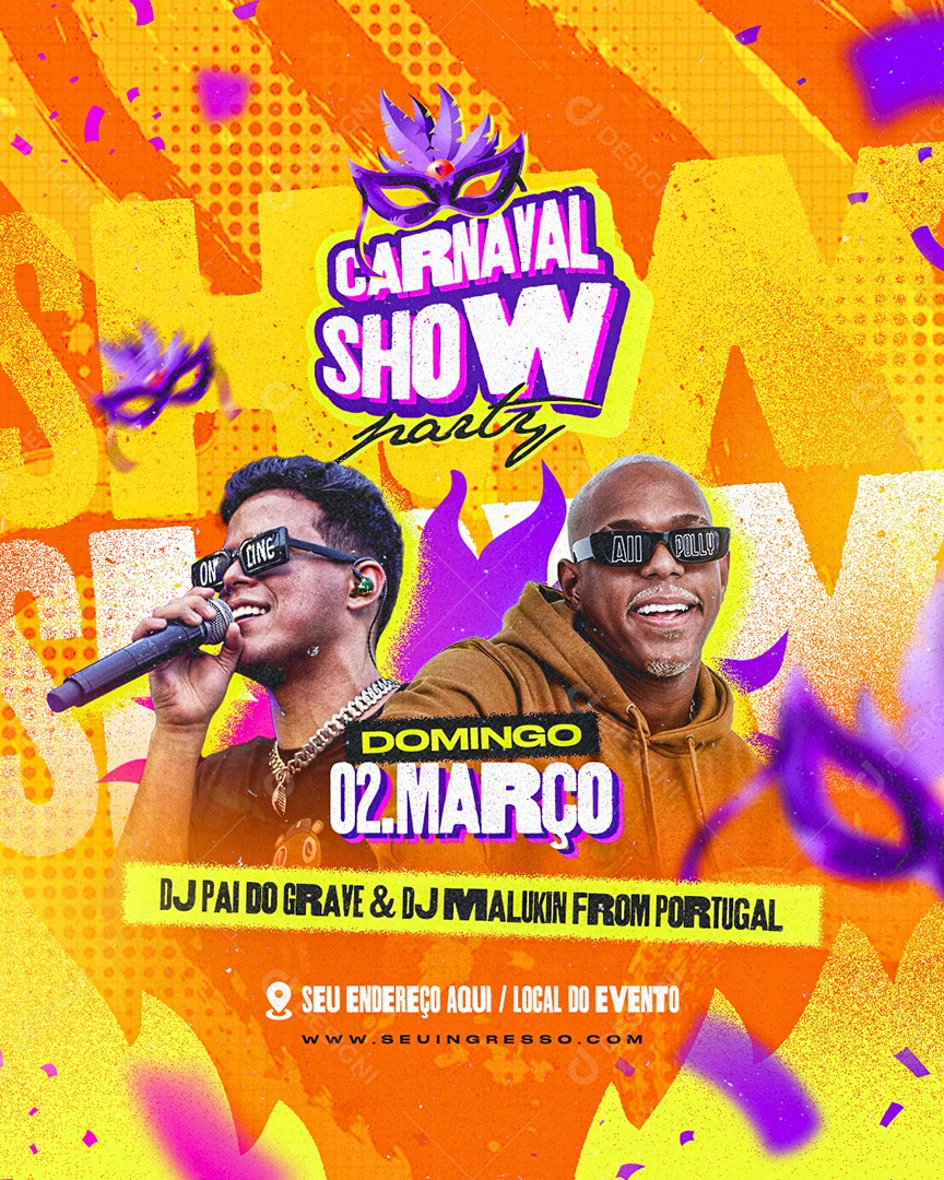 Flyer Carnaval Show Pasty Social Media PSD Editável