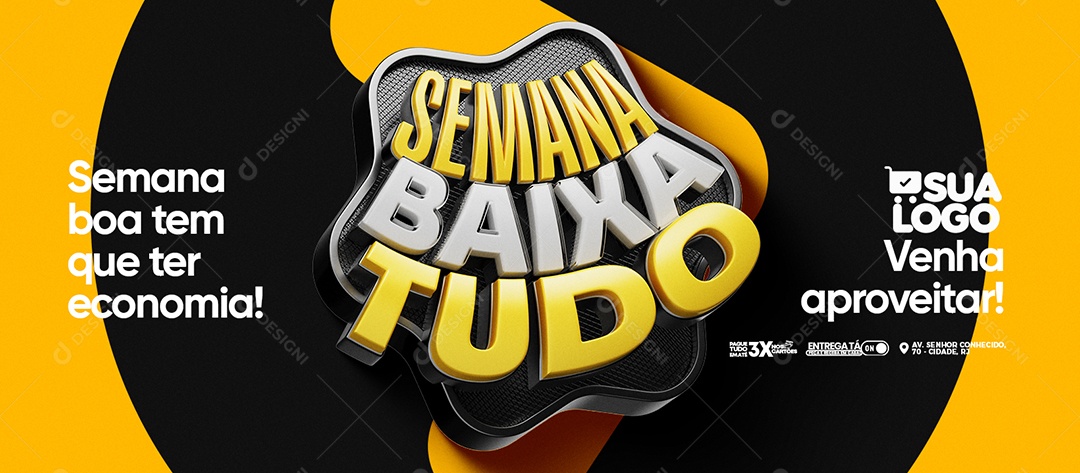 Banner Semana Baixa Tudo Venha Aproveitar Social Media PSD Editável