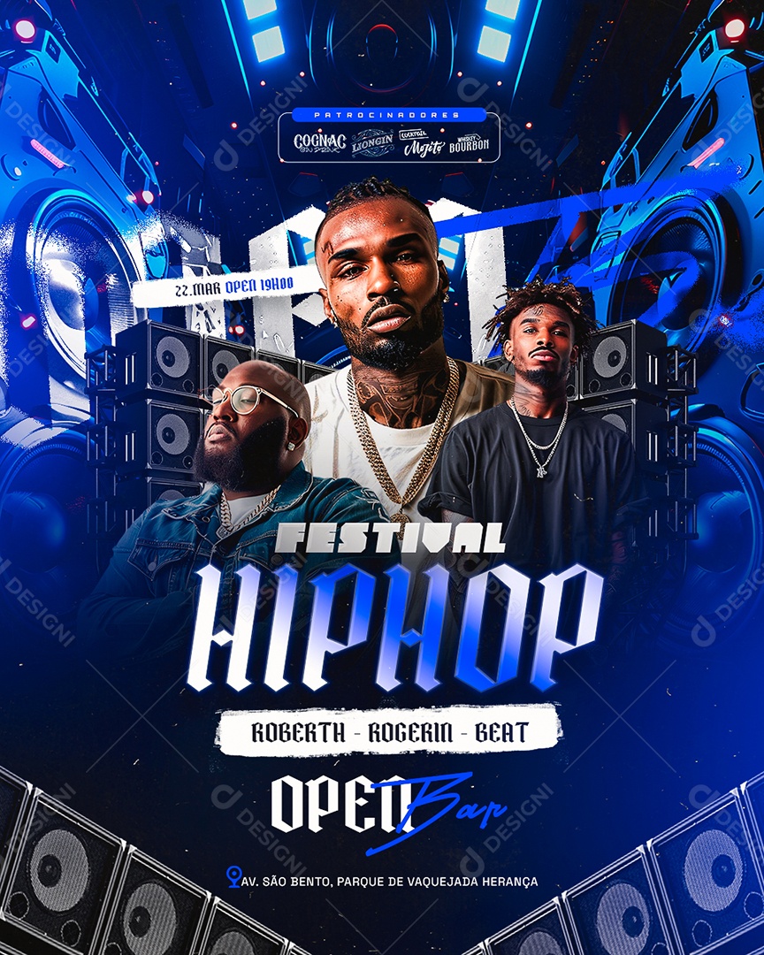 Flyer Festival Hip Hop Open Bar Social Media PSD Editável