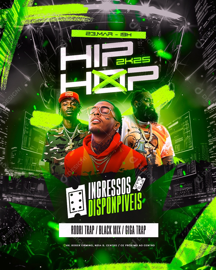 Flyer Hip Hop 2K25 Social Media PSD Editável