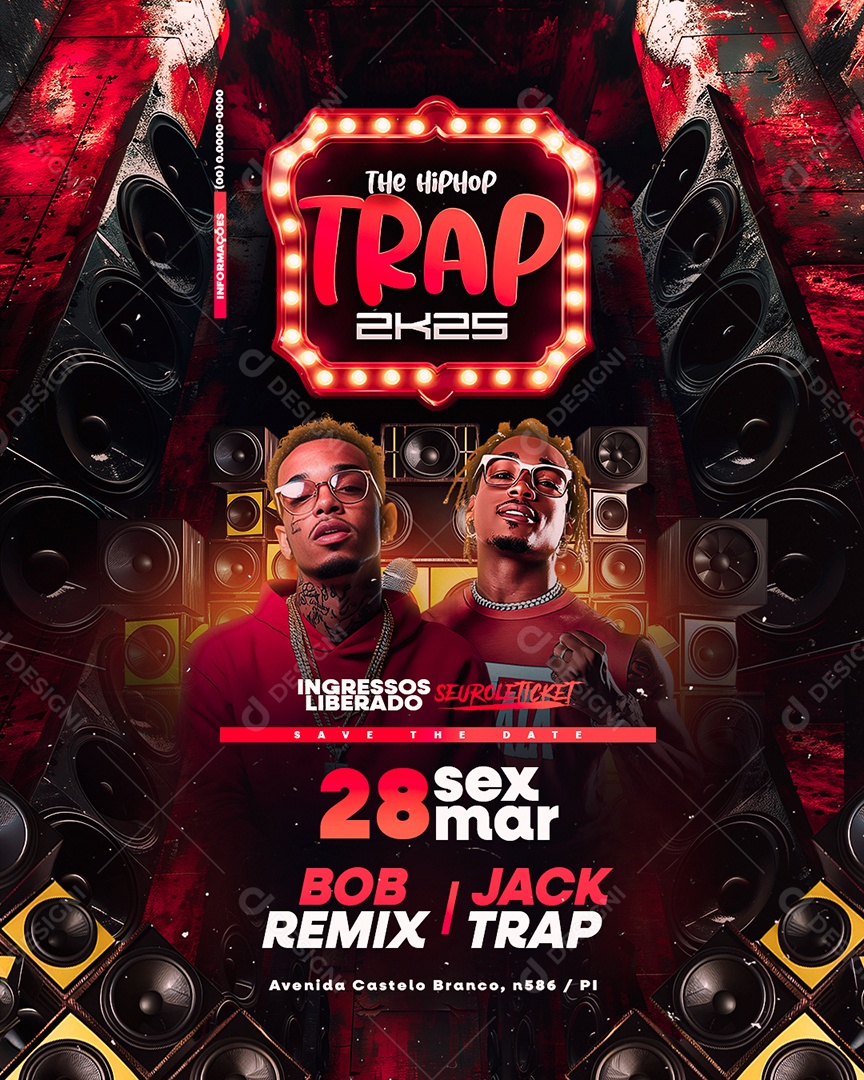 Flyer The Hip Hop Trap 2K25 Social Media PSD Editável