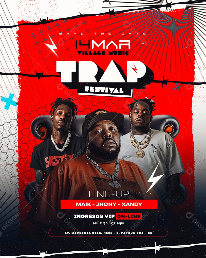 Flyer Trap Festival Social Media PSD Editável