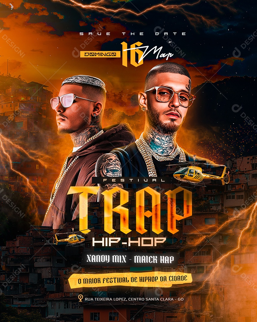 Flyer Festival Trap Hip Hop Social Media PSD Editável