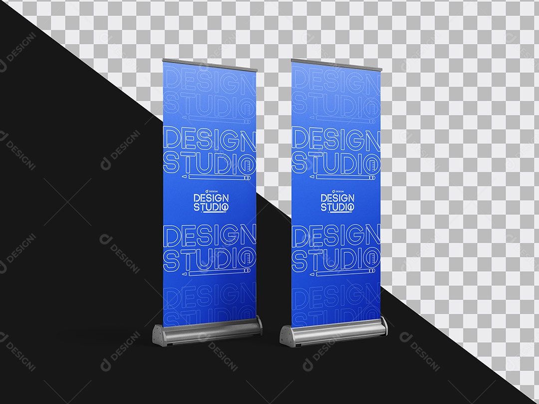 Mockup Bloco Banner Roll Up Enrolar PSD Editável