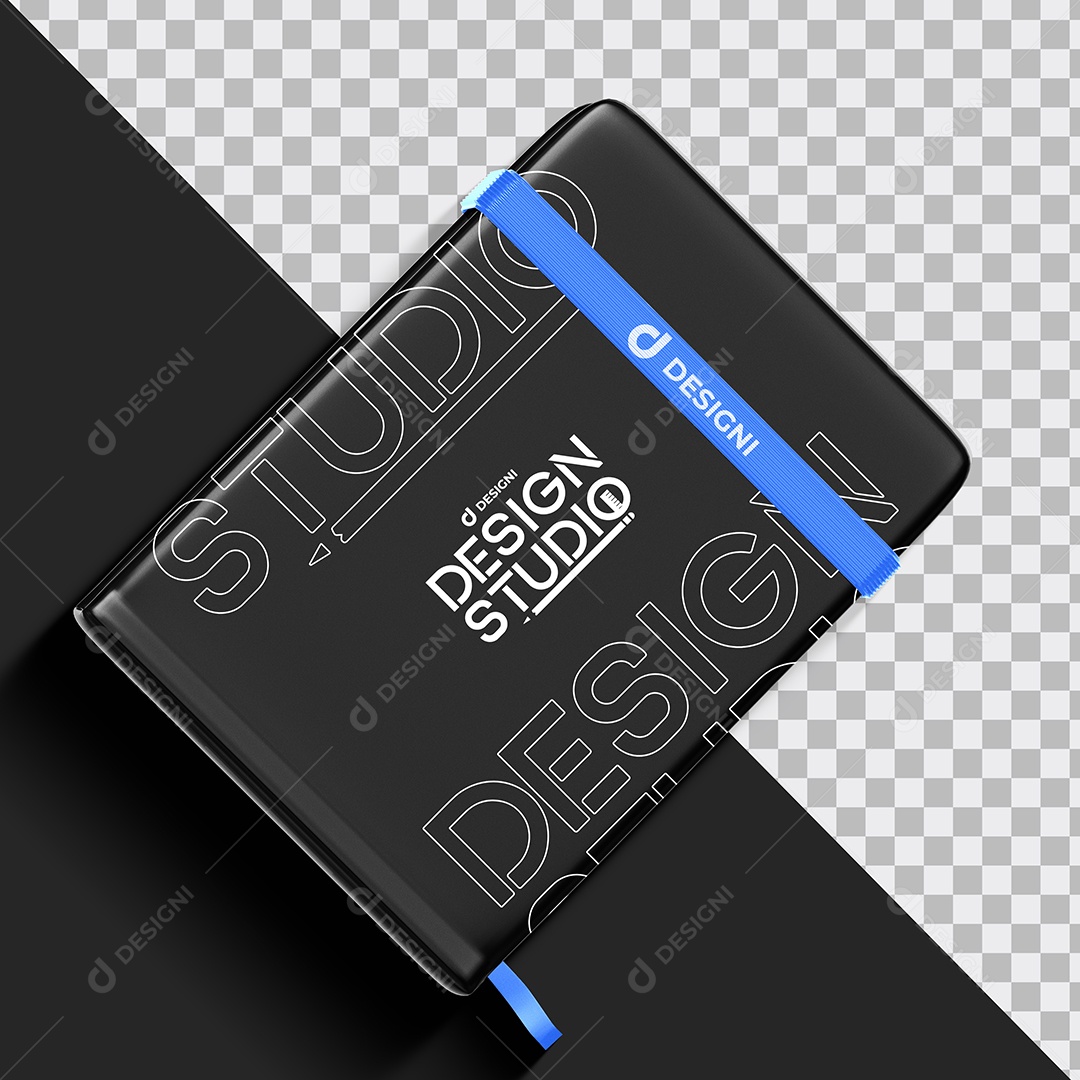 Mockup Bloco De Anotações Com Elástico PSD Editável
