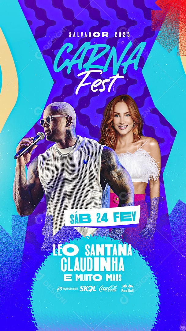 Flyer Story Carna Fest Léo Santana Claudinha e Muito mais Social Media PSD Editável