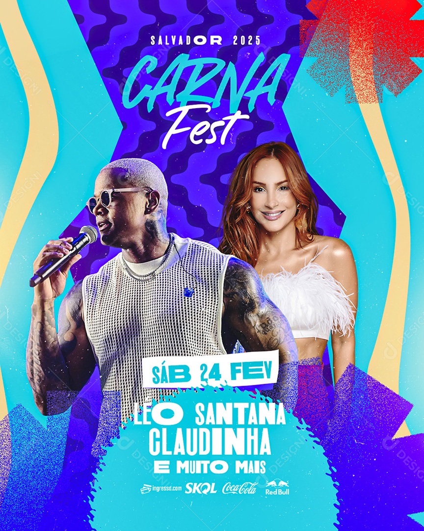 Flyer Carna Fest Léo Santana Claudinha e Muito mais Social Media PSD Editável
