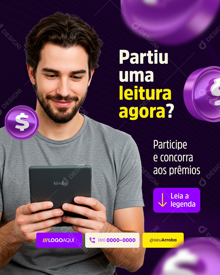 E-book Partiu Uma Leitura Agora Social Media PSD Editável