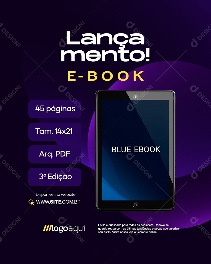 Lançamento E-book Disponível no Website Social Media PSD Editável