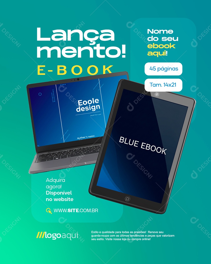 Lançamento E-book Nome do Seu Ebook Aqui Social Media PSD Editável