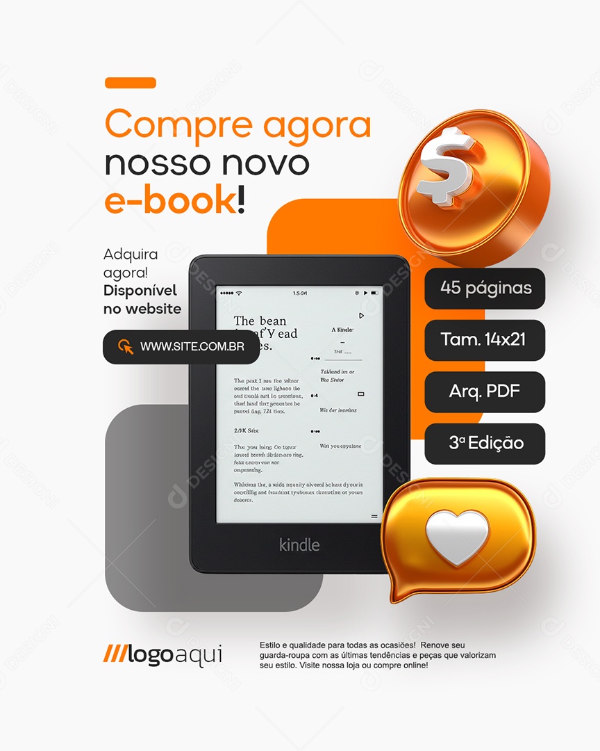 Compre Agora Nosso Novo E-book Disponível no Website Social Media PSD Editável