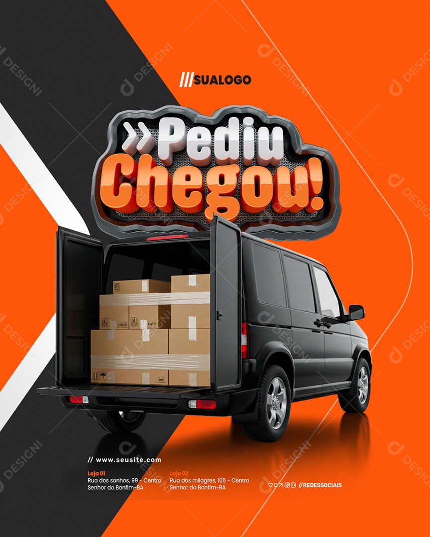 Pediu Chegou Transporte Social Media PSD Editável