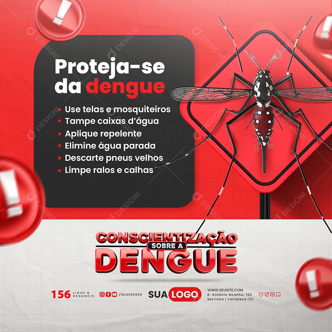 Conscientização Sobre a Dengue Proteja-Se da Dengue Social Media PSD Editável