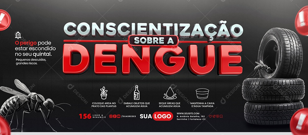 Banner Conscientização Sobre a Dengue Social Media PSD Editável