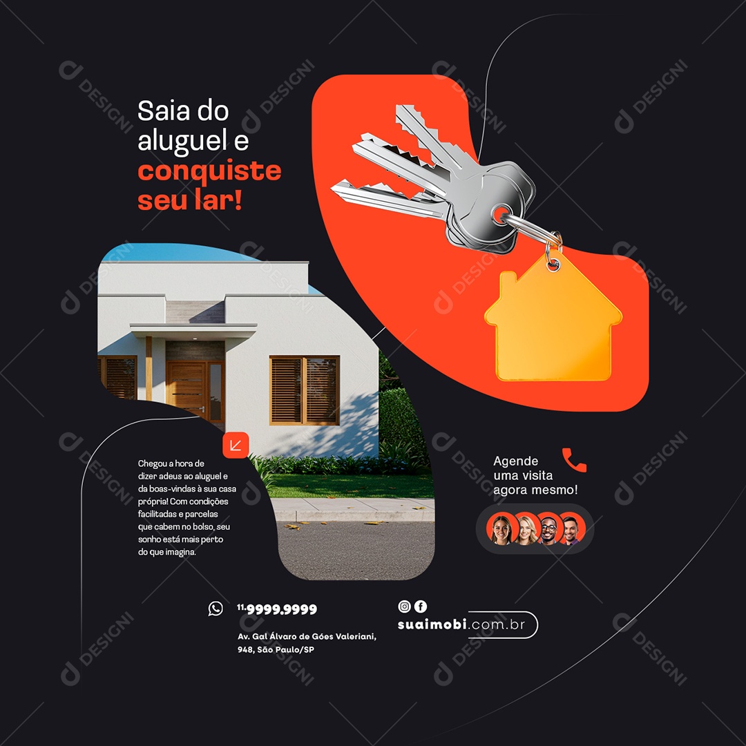 Imobiliária Saia do Aluguel e Conquiste Seu Lar Social Media PSD Editável