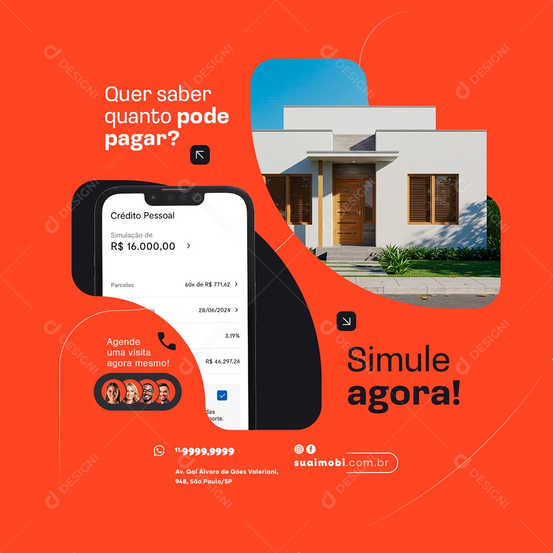 Imobiliária Quer Saner Quanto Pode Pagar Social Media PSD Editável
