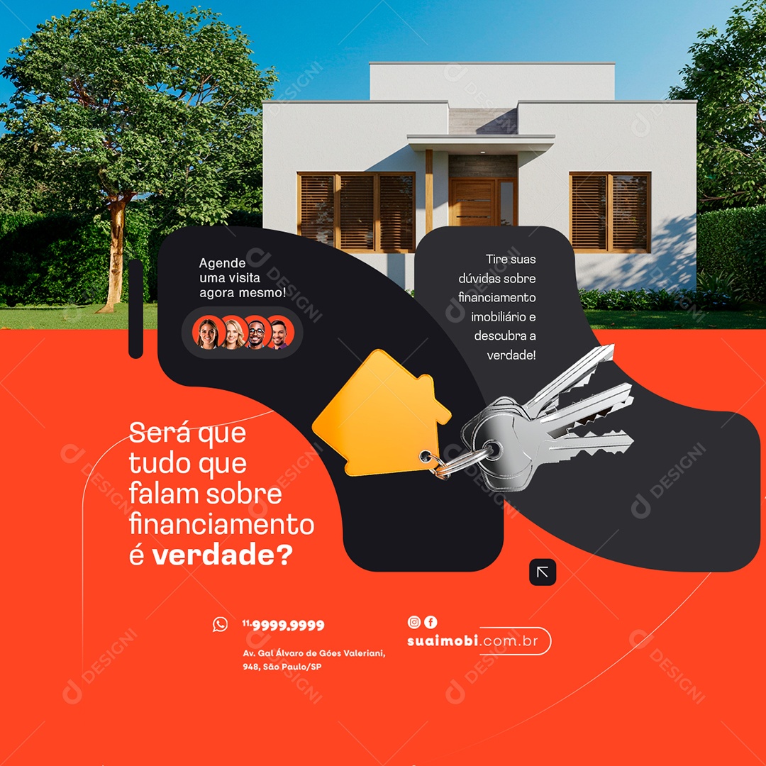 Imobiliária Agende Uma Visita Agora Mesmo Social Media PSD Editável