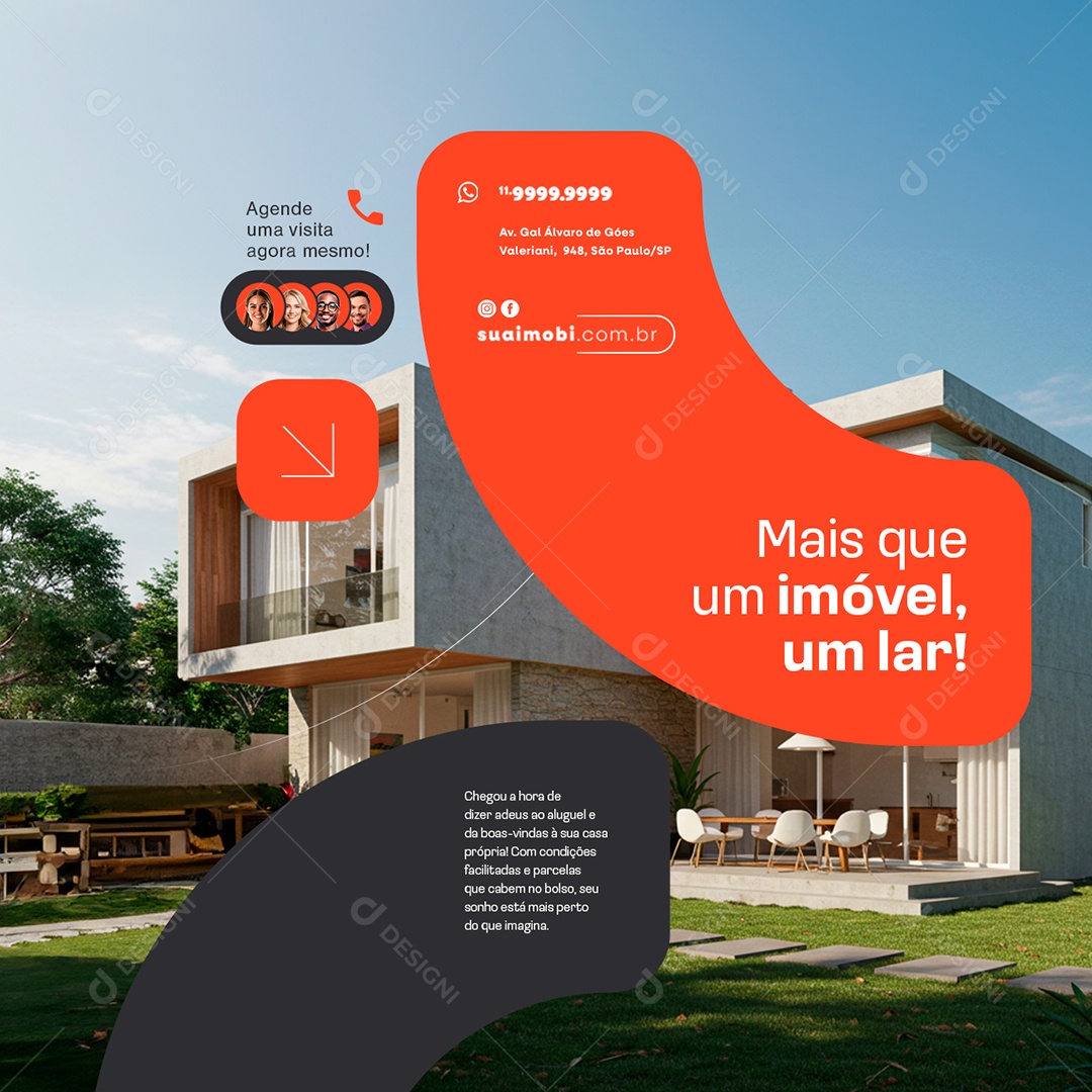 Imobiliária Mais Que Um Imóvel um Lar Social Media PSD Editável