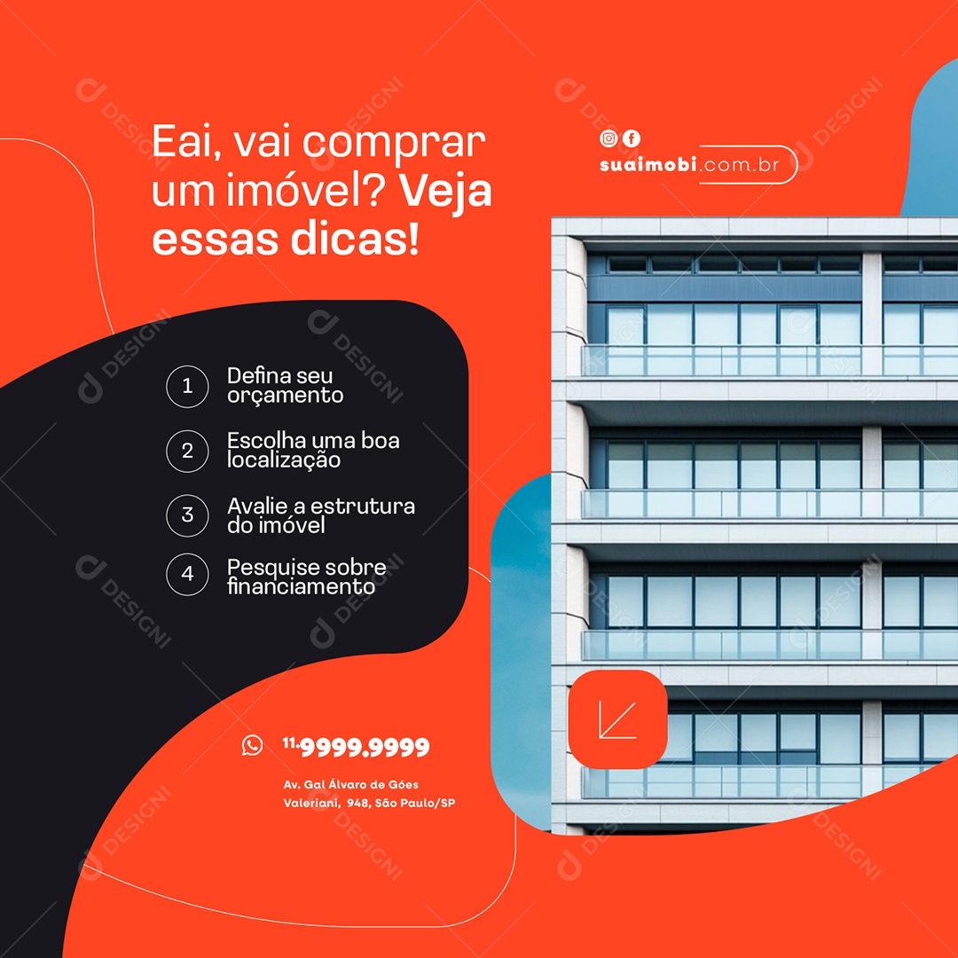 Imobiliária Eai Vai Comprar Um Imóvel Social Media PSD Editável