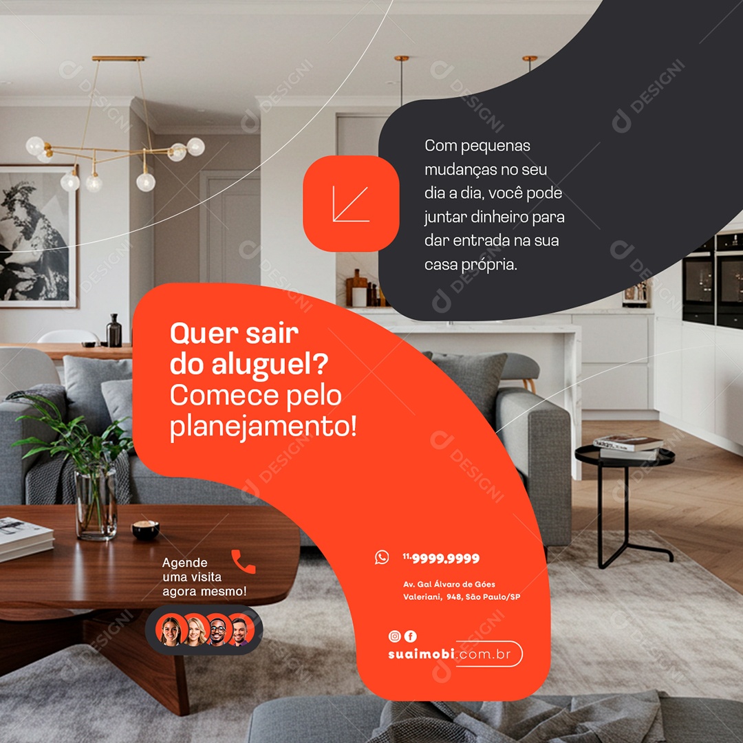 Imobiliária Quer Sair do Aluguel Comece Pelo Planejamento Social Media PSD Editável