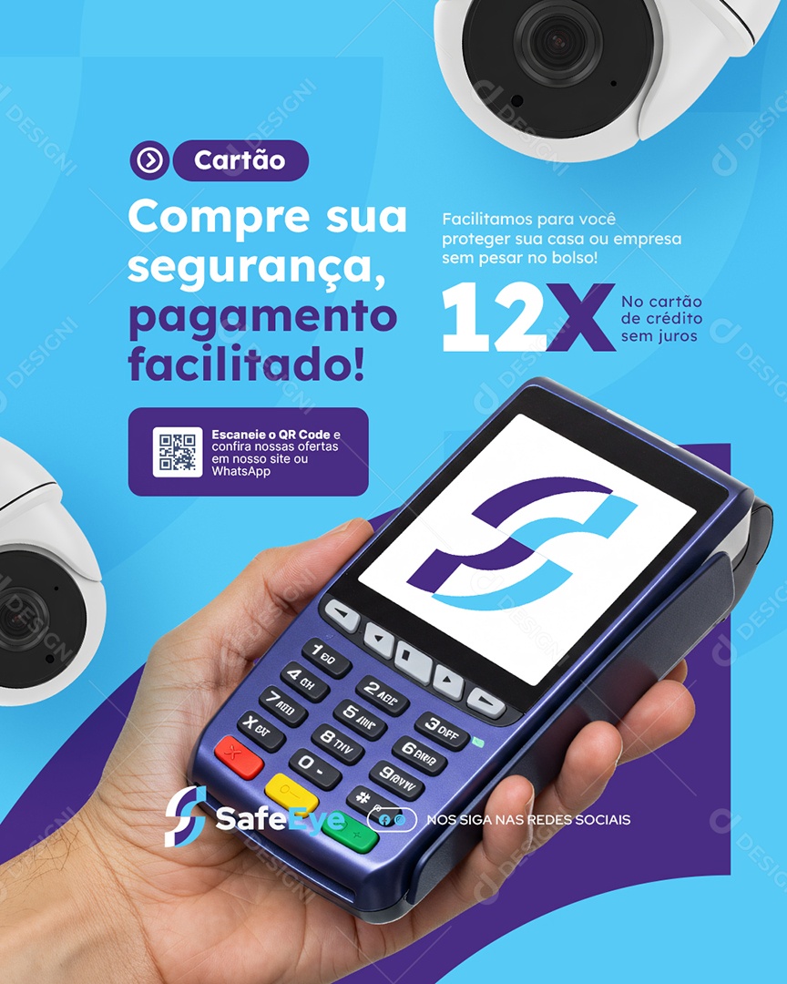 Câmera de Segurança Cartão Compre sua Segurança Social Media PSD Editável