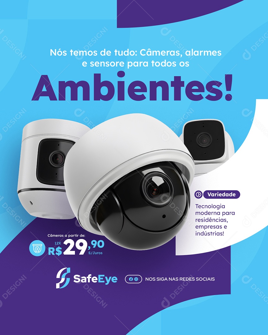 Câmera de Segurança Sensore paraTodos os Ambientes Social Media PSD Editável