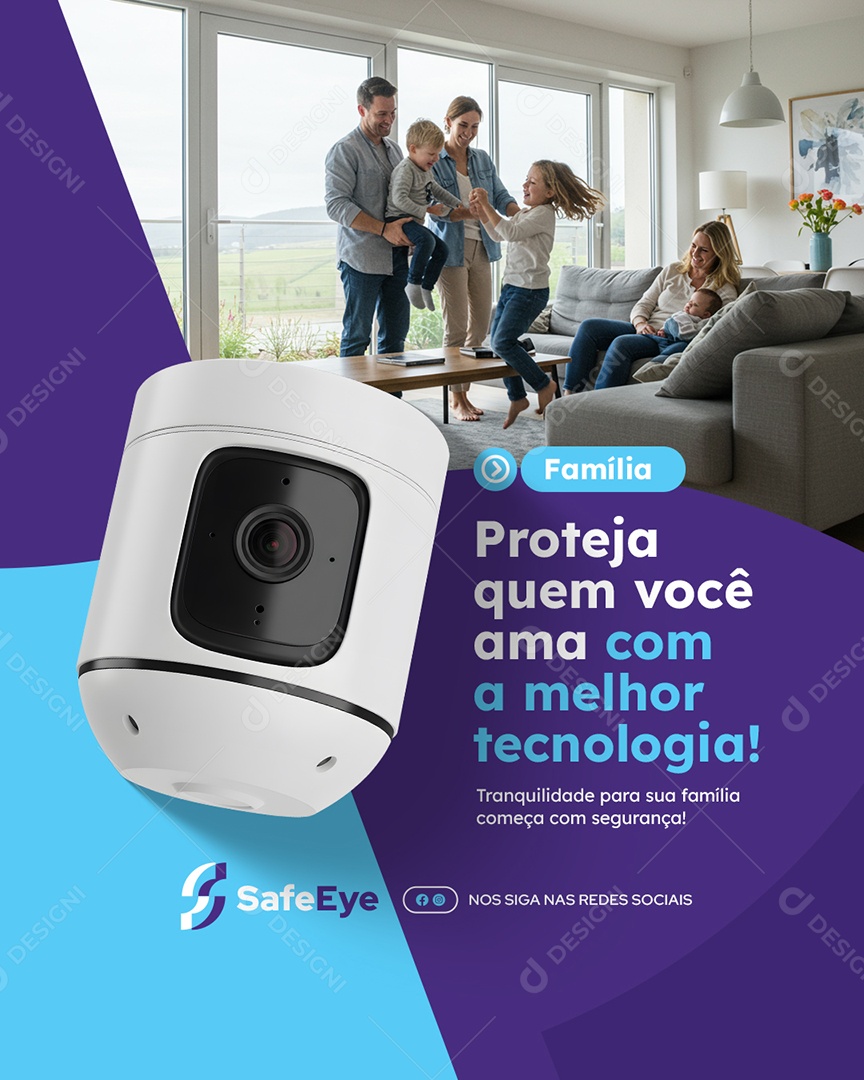 Câmera de Segurança Familia Proteja Quem Você Ama Social Media PSD Editável
