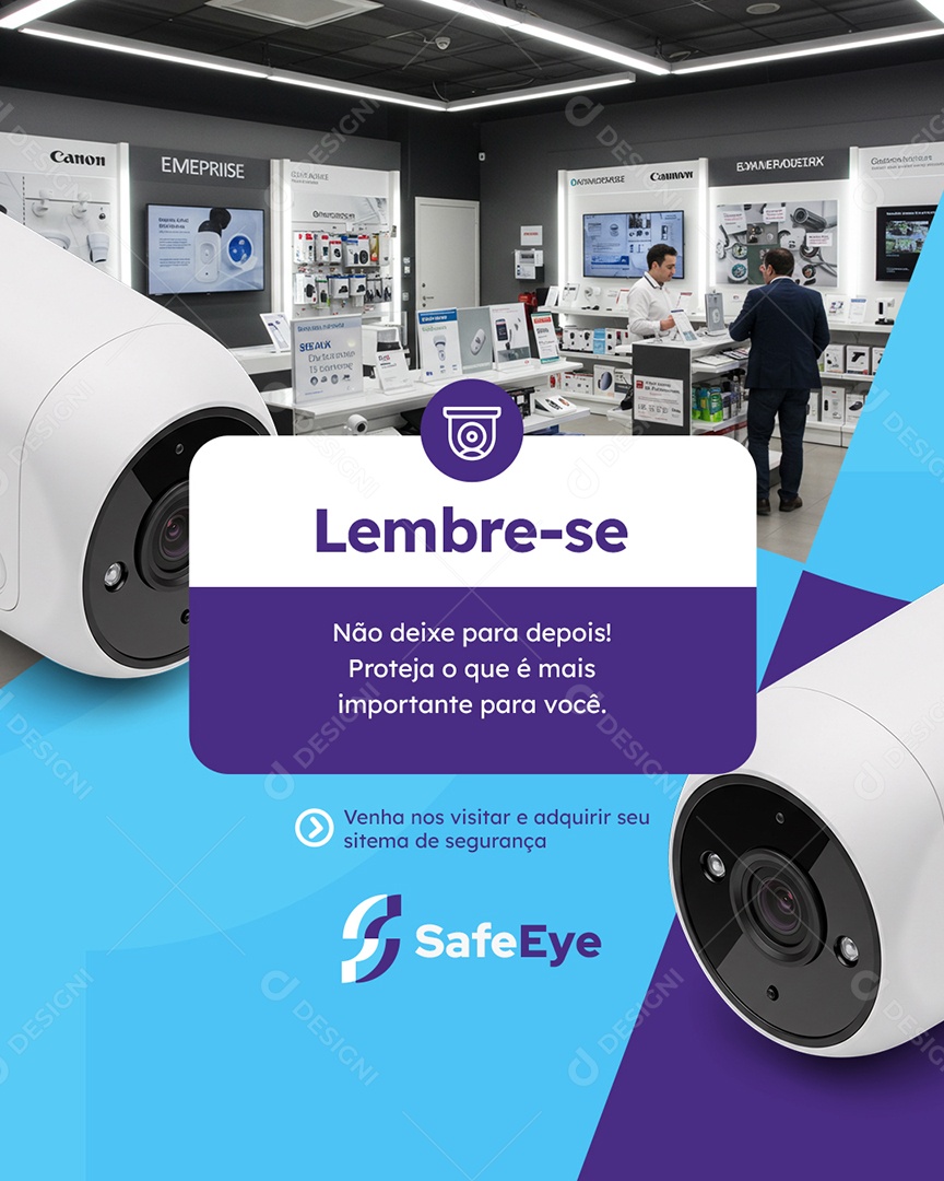 Câmera de Segurança Lembre-Se Social Media PSD Editável