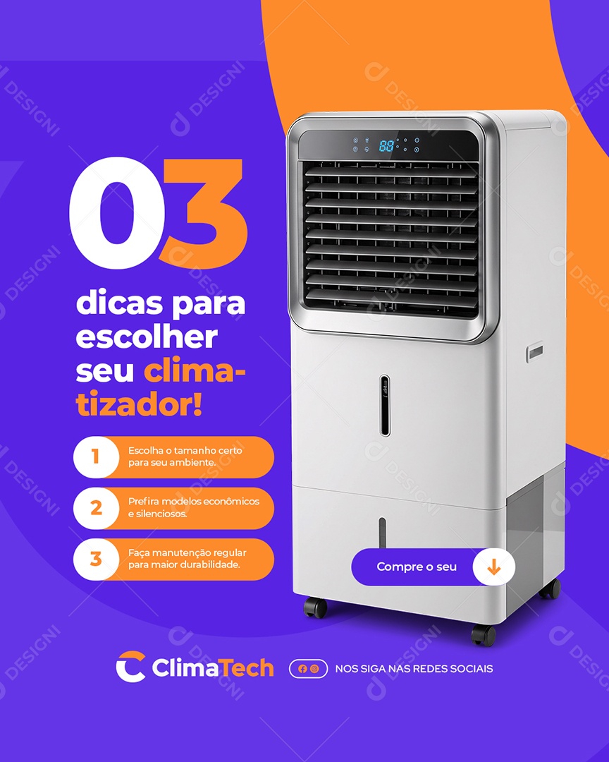 Três Dicas para Escolher seu Climatizador Social Media PSD Editável