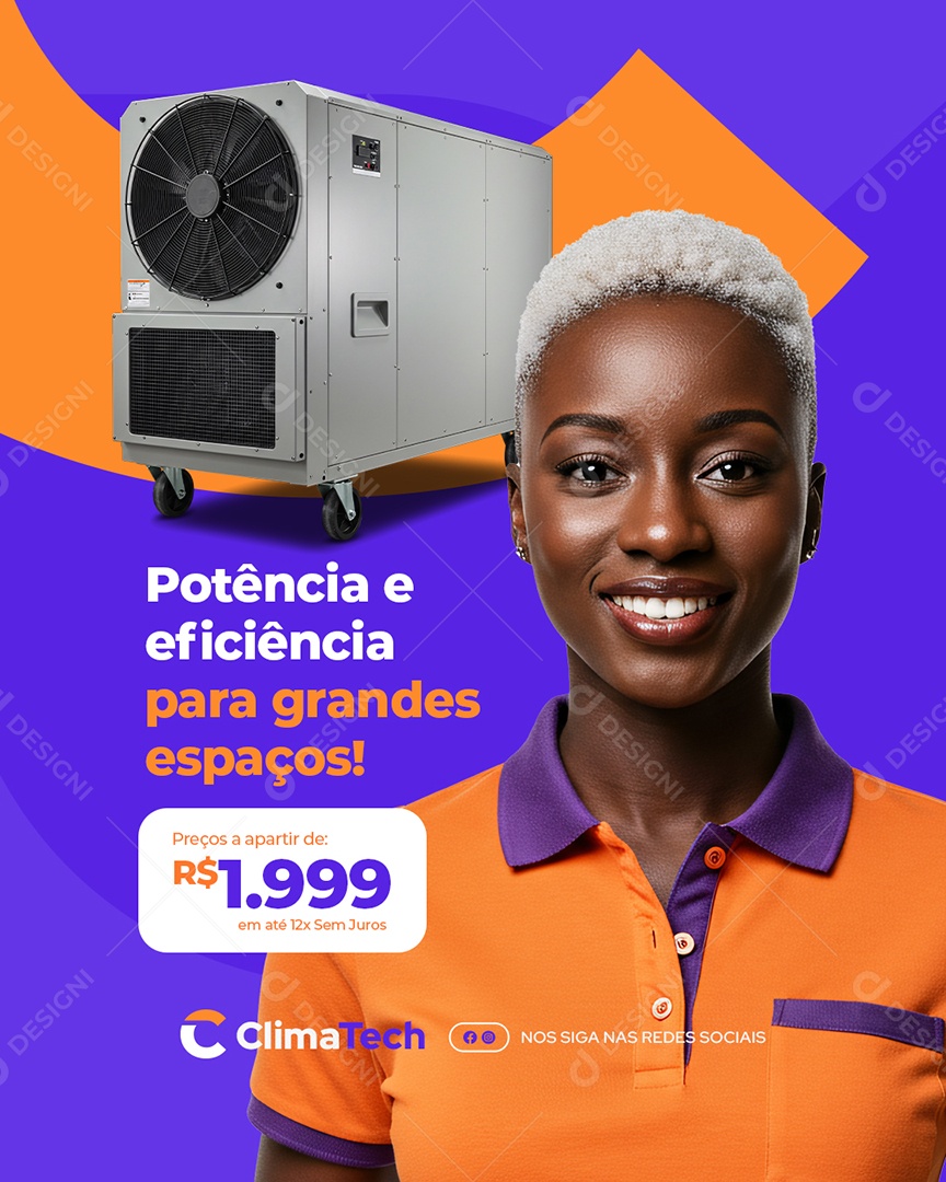 Ventilador e Climatizador Potência e Eficiência para Grandes Espaços Social Media PSD Editável