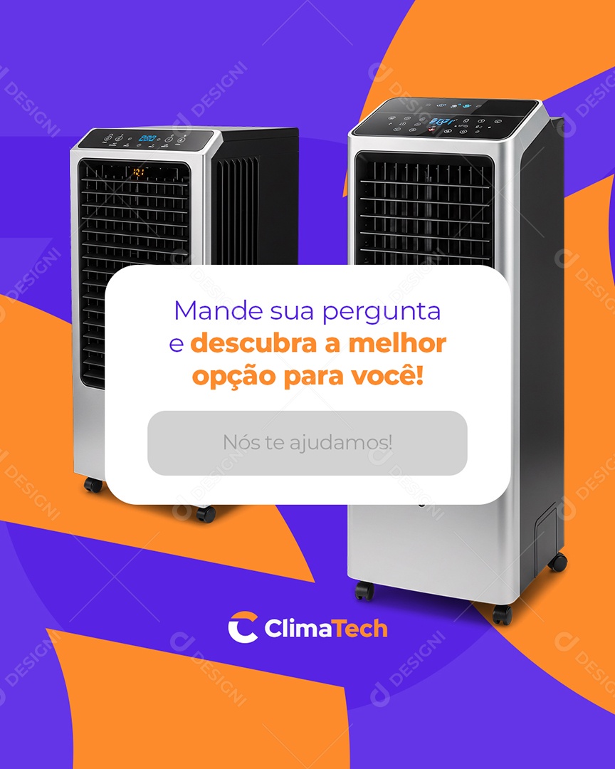 Ventilador e Climatizador Mande sua Pergunta Social Media PSD Editável