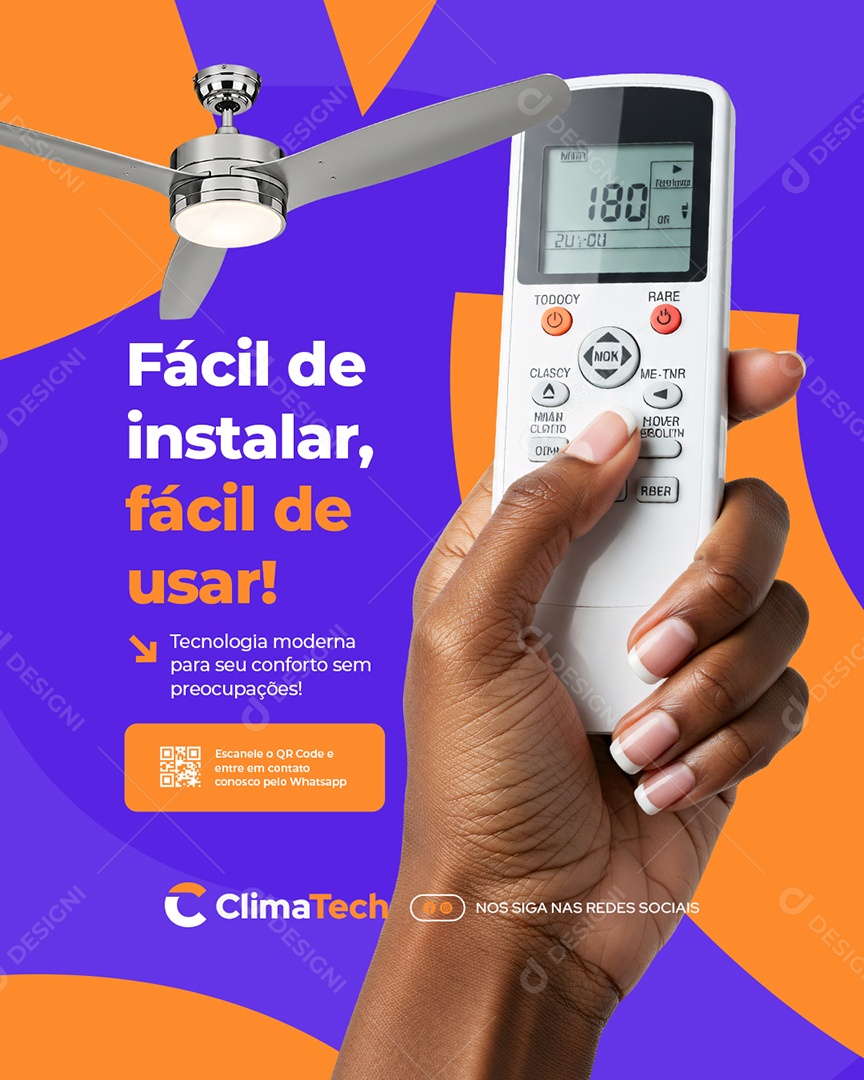 Ventilador e Climatizador Fácil de Instalar Fácil de Usar Social Media PSD Editável
