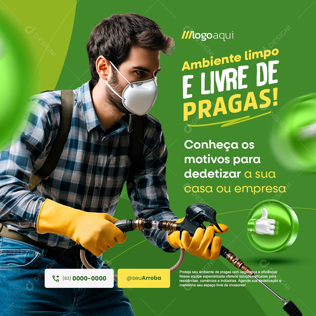 Controle de Pragas Ambiente Limpo e Livre de Pragas Social Media PSD Editável