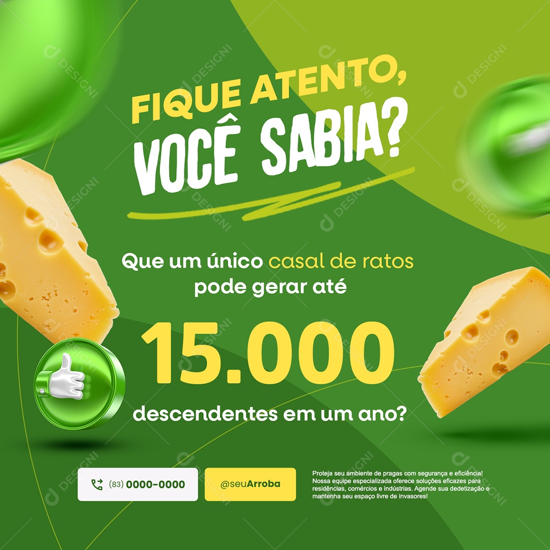 Controle de Pragas Fique Atento Você Sabia Social Media PSD Editável