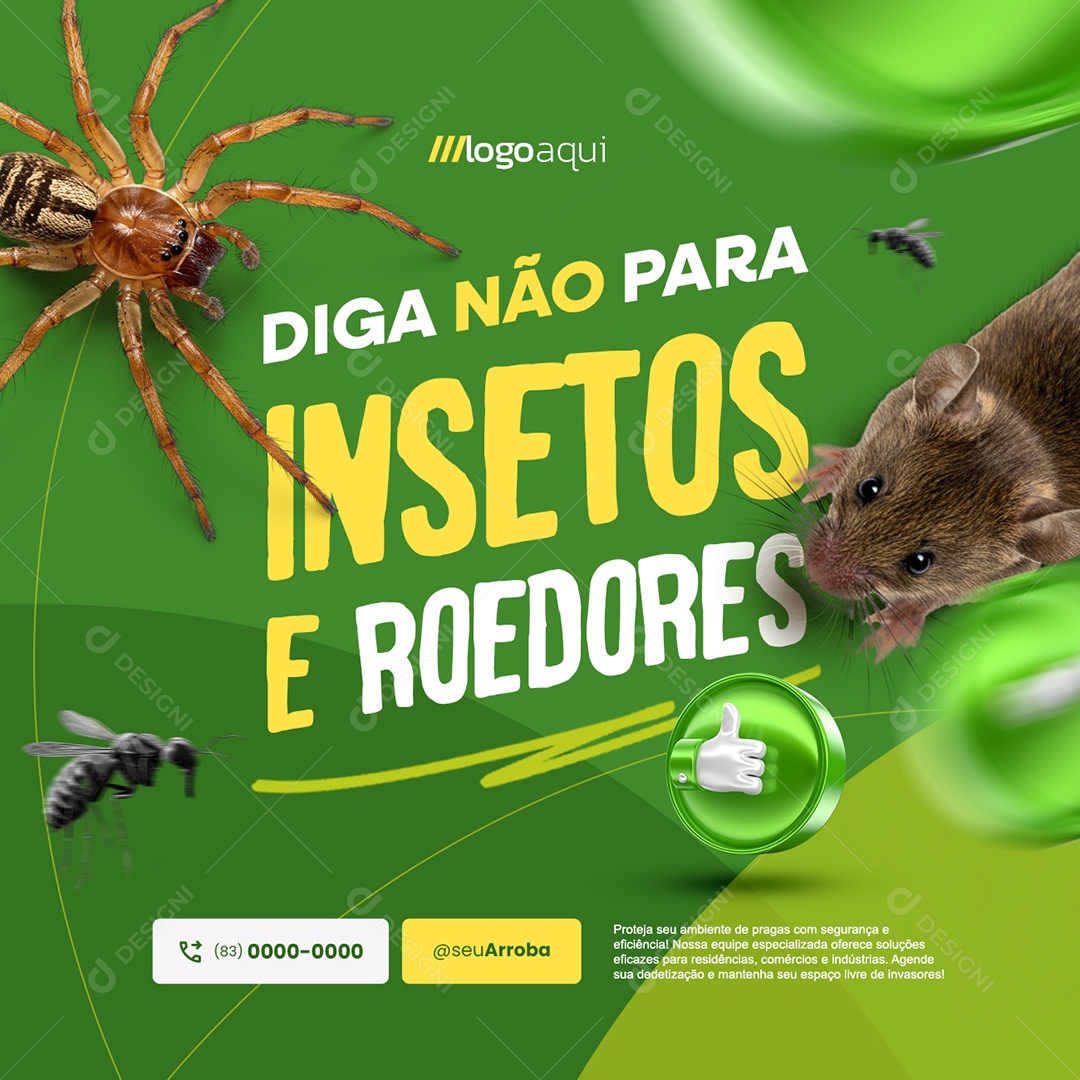 Controle de Pragas Diga Não Para Insetos e Roedores Social Media PSD Editável