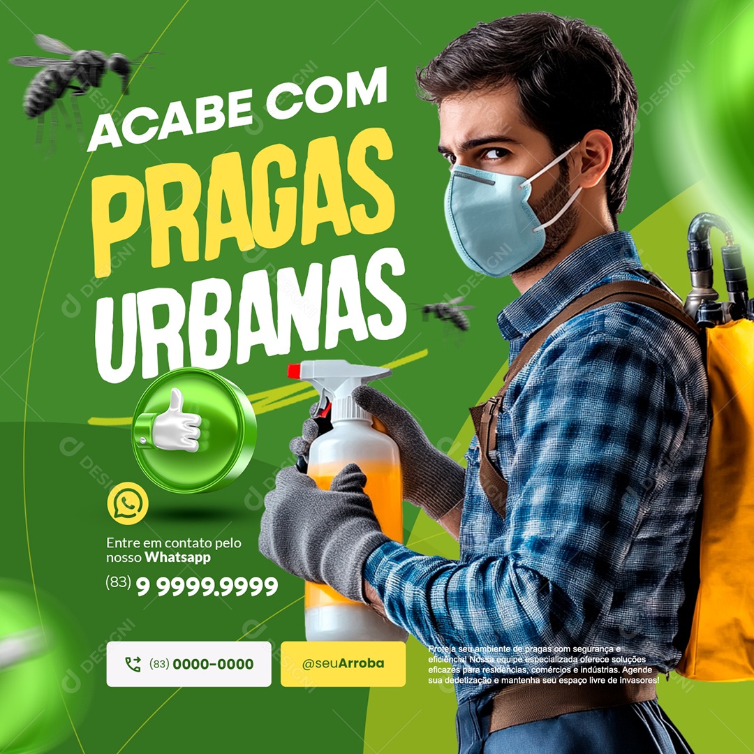 Controle de Pragas Acabe com Pragas Urbanas Social Media PSD Editável