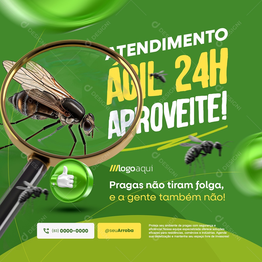 Controle de Pragas Atendimento Ágil Social Media PSD Editável