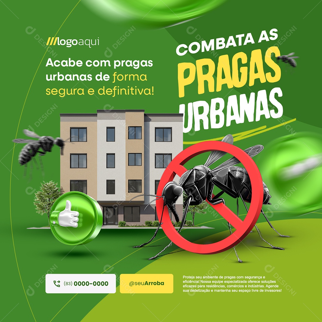 Controle de Pragas Combatas as Pragas Urbanas Social Media PSD Editável