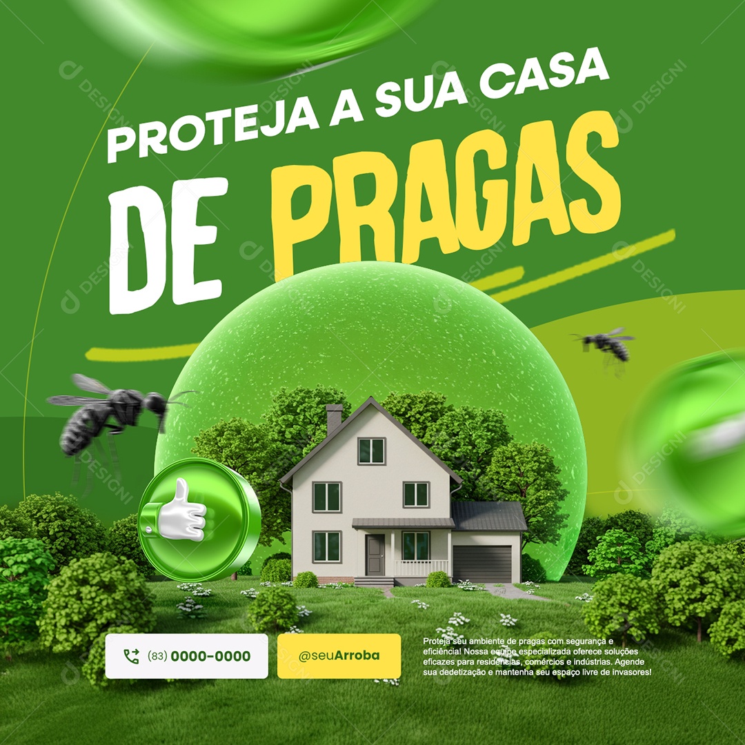 Controle de Pragas Proteja a Sua Casa de Pragas Social Media PSD Editável