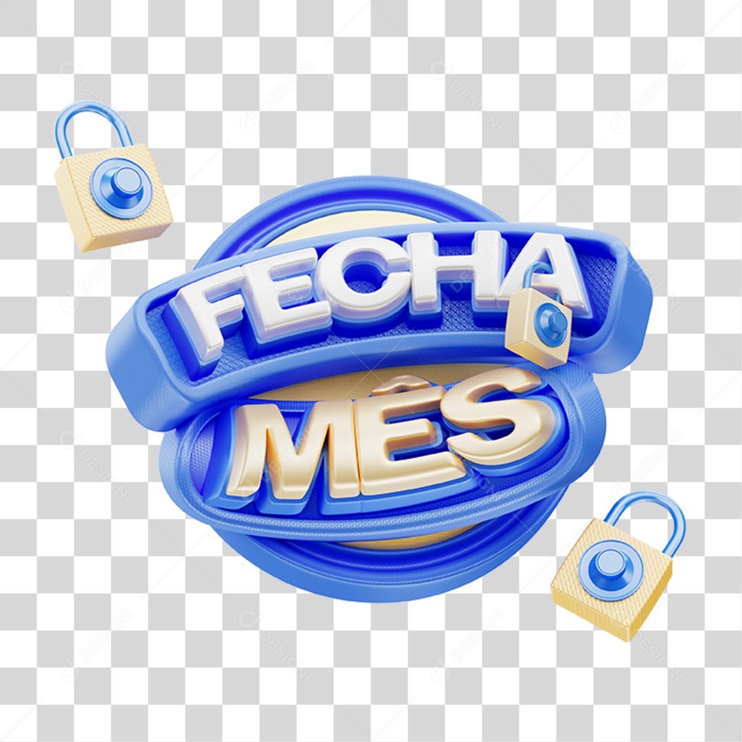 Selo 3D Fecha Mês PNG Transparente