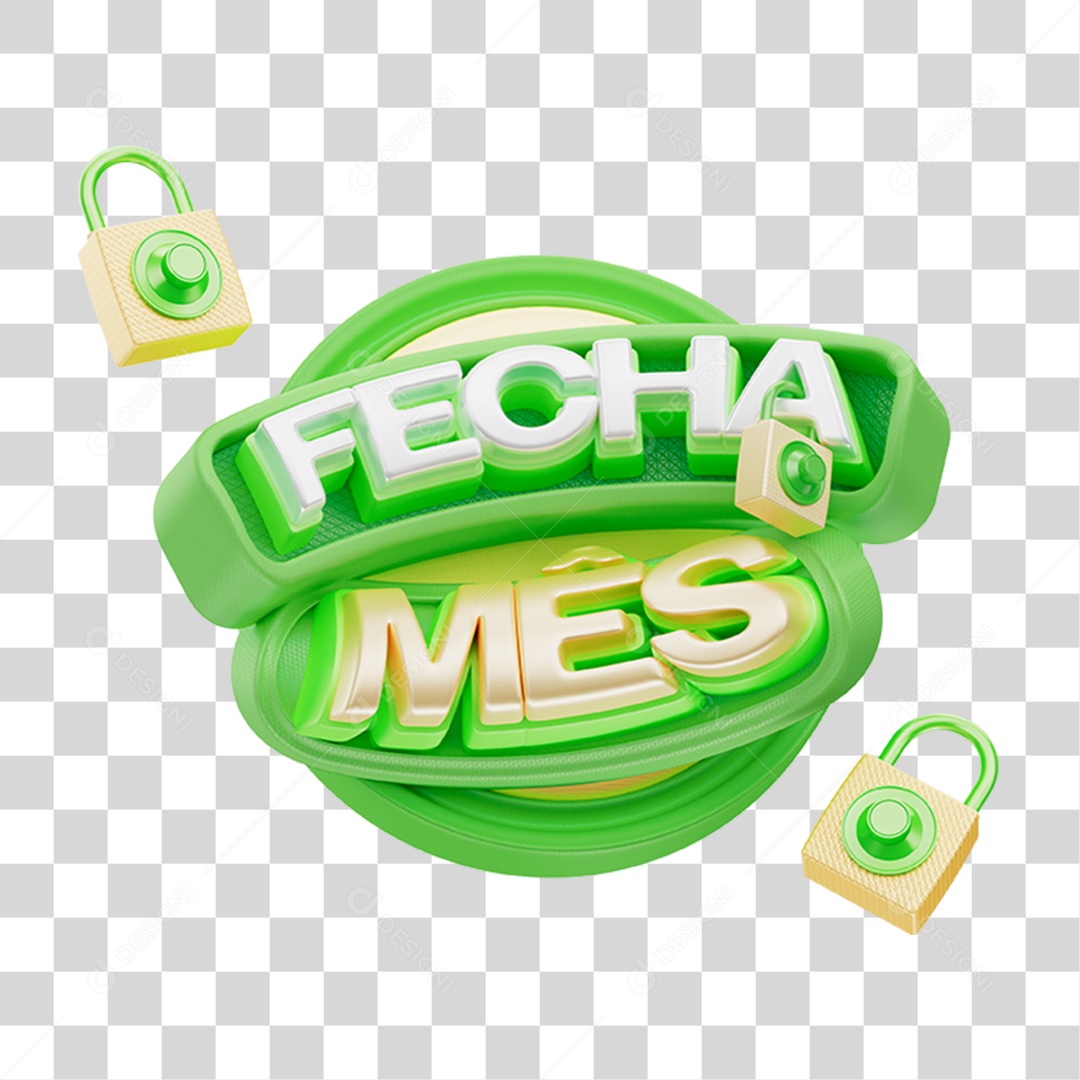 Selo 3D Fecha Mês PNG Transparente
