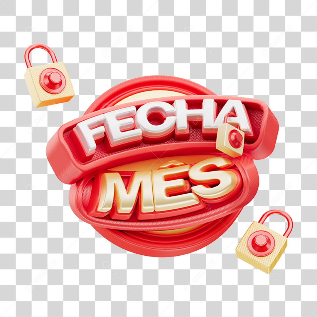 Selo 3D Fecha Mês PNG Transparente