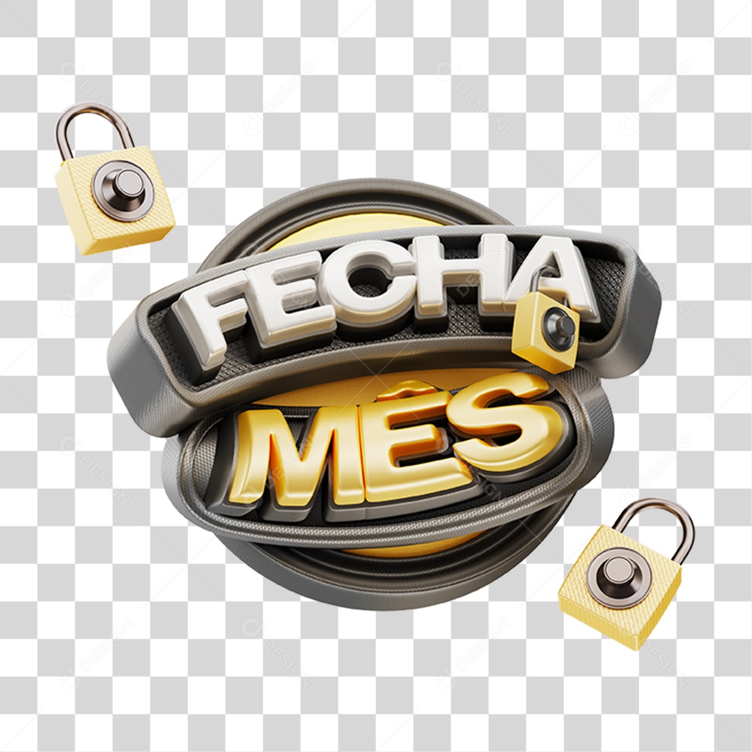 Selo 3D Fecha Mês PNG Transparente