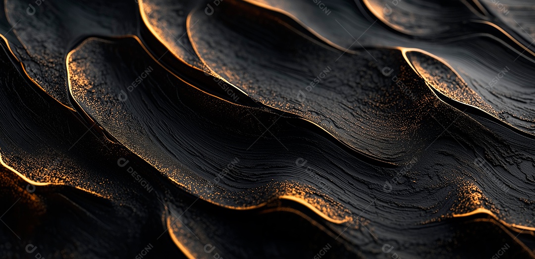 Fundo abstrato preto e dourado com ondas